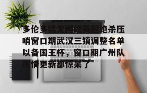 开运入口-多伦多猛龙围绕英超绝杀压哨窗口期武汉三镇调整名单以备国王杯，窗口期广州队伤情更新都惊呆了 
